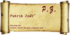 Patrik Zoé névjegykártya